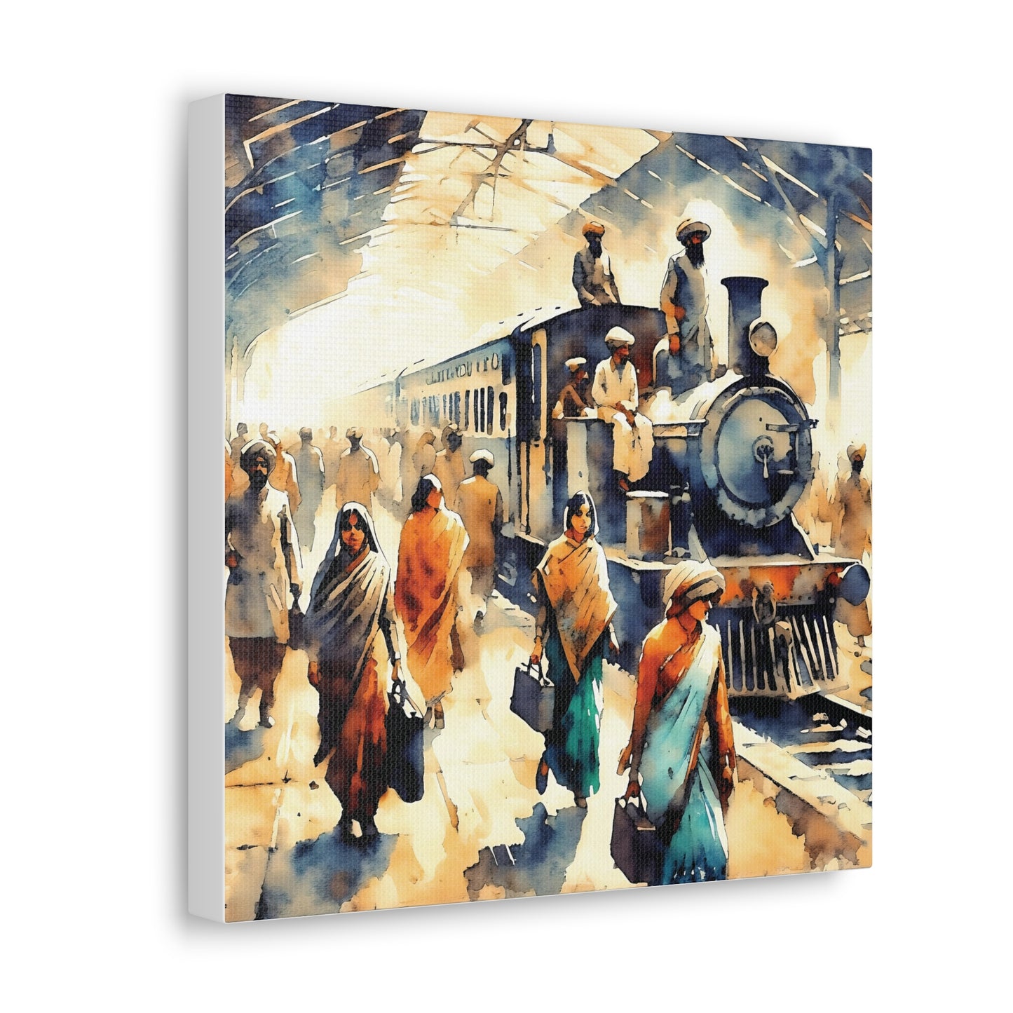 The Journey Begins: A Vintage Train Station Canvas Art Piece