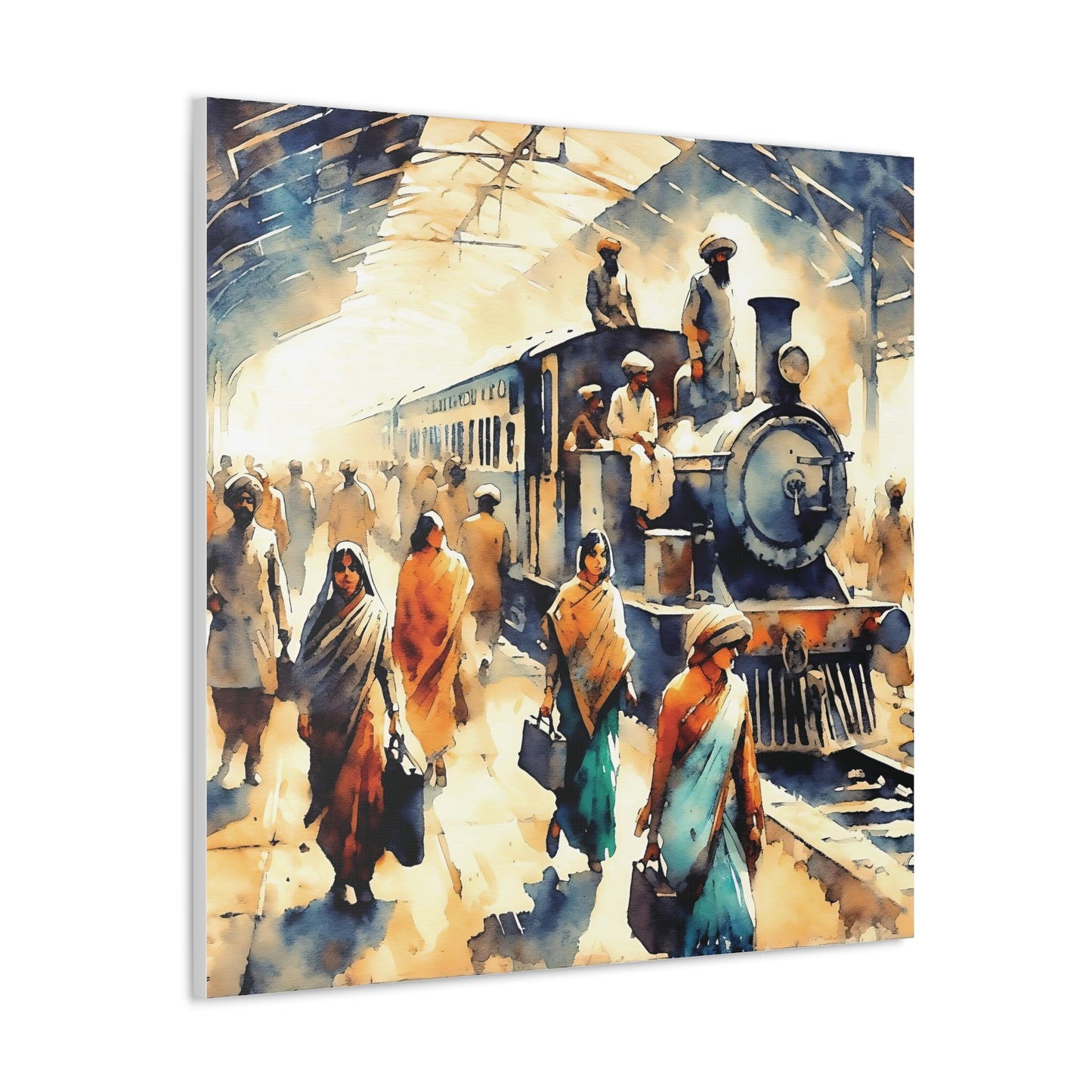 The Journey Begins: A Vintage Train Station Canvas Art Piece