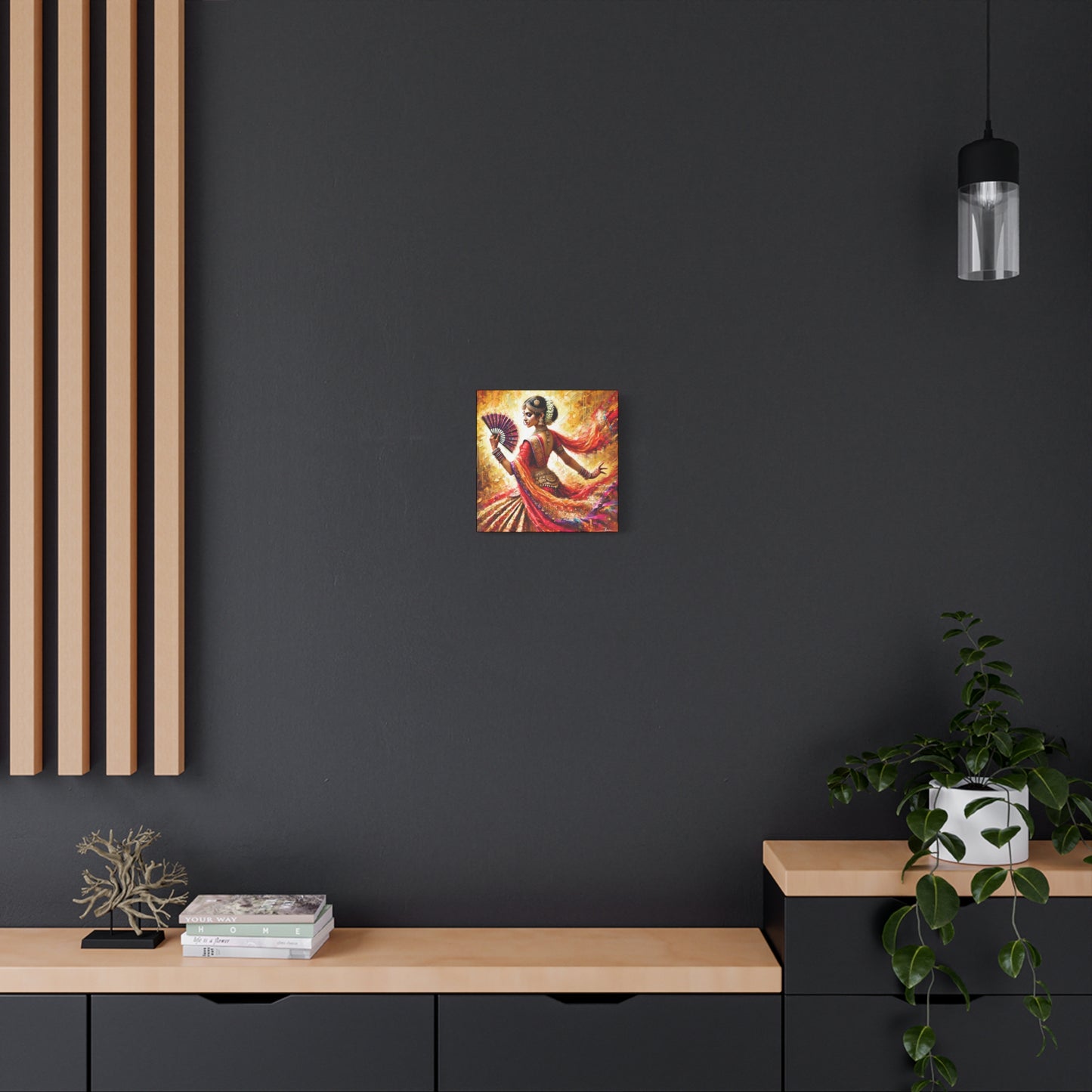 Golden Grace: Indian Dancer in Motion - Vibrant Canvas Wall Art