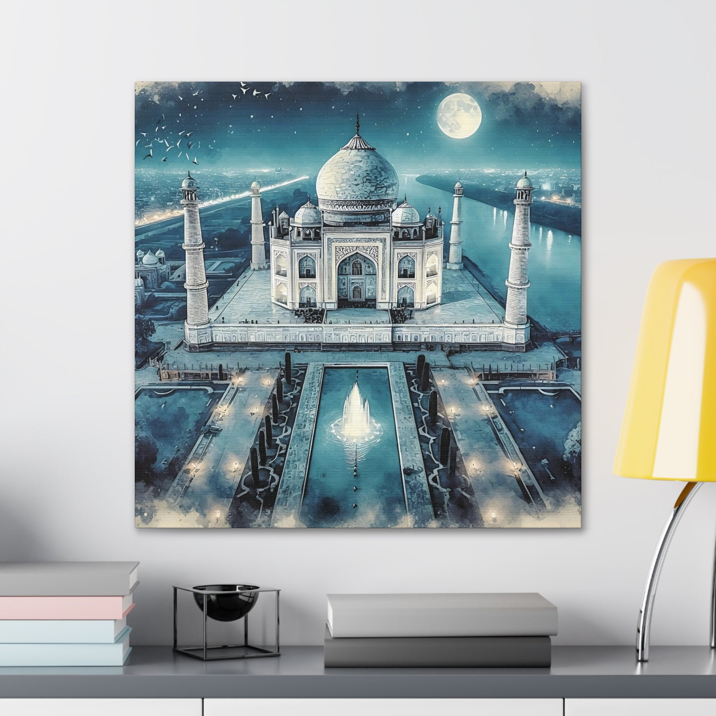 Moonlight Majesty: The Taj Mahal Canvas Gallery Wrap