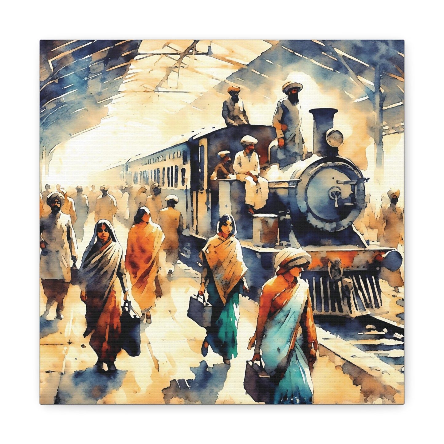 The Journey Begins: A Vintage Train Station Canvas Art Piece