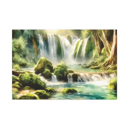 Enchanted Waterfall: Serenity in Nature Canvas Print