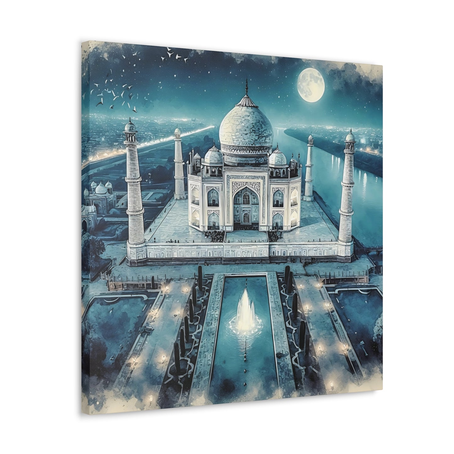 Moonlight Majesty: The Taj Mahal Canvas Gallery Wrap