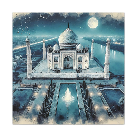 Moonlight Majesty: The Taj Mahal Canvas Gallery Wrap