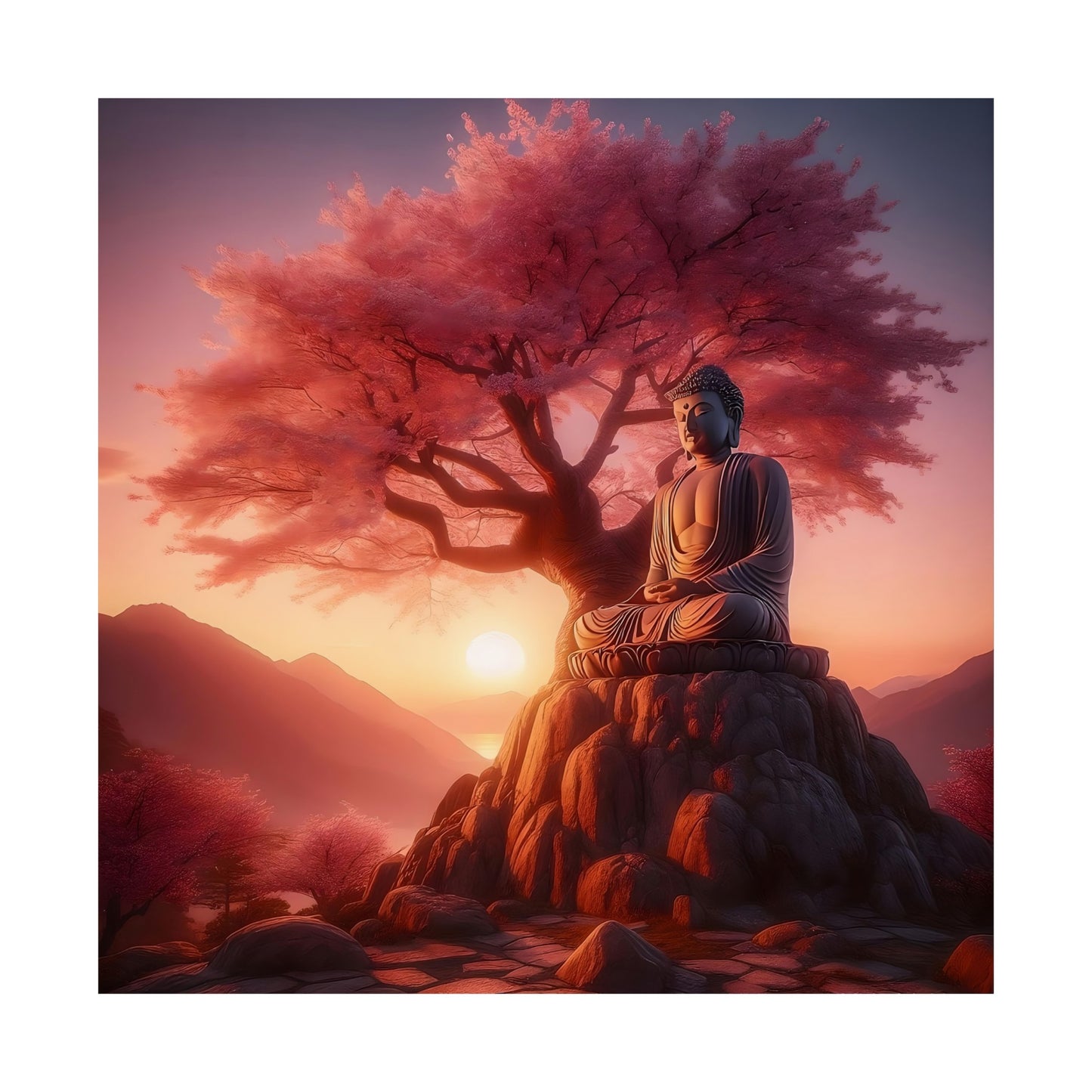 Serenity Sunset: A Matte Vertical Poster