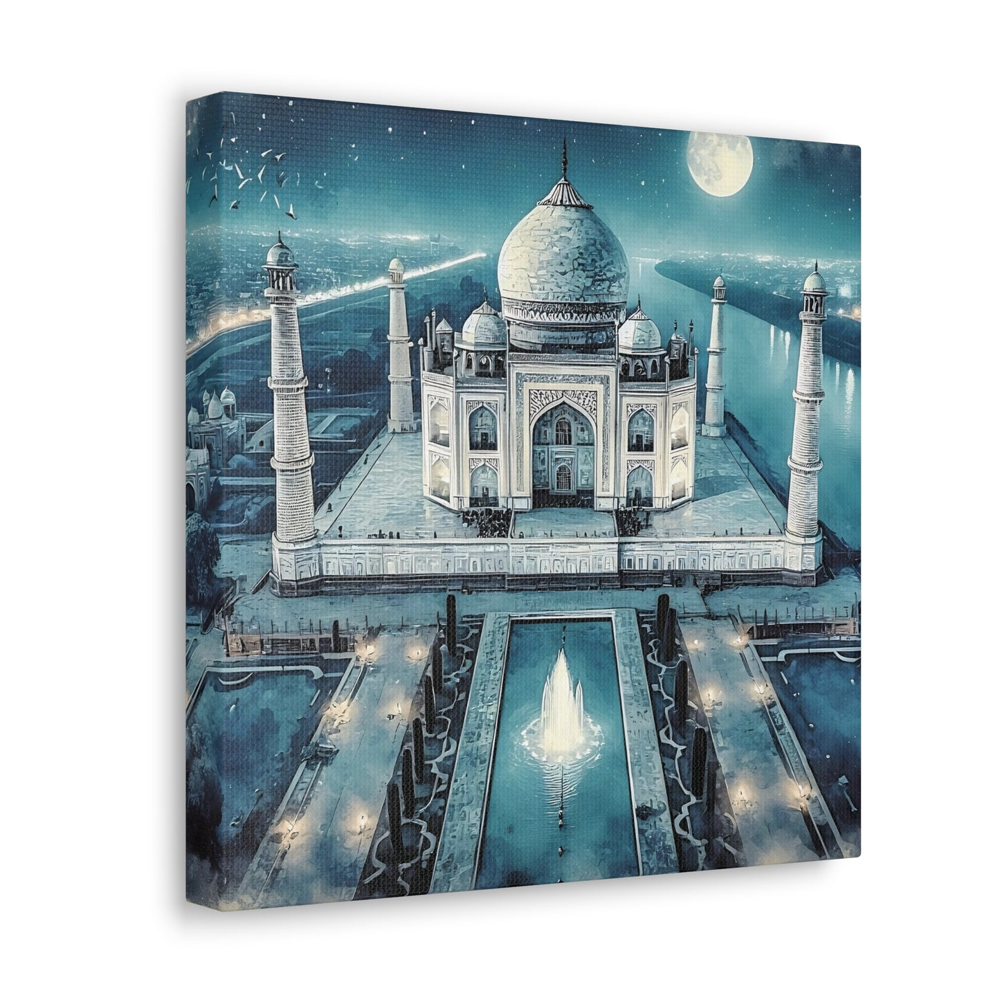 Moonlight Majesty: The Taj Mahal Canvas Gallery Wrap