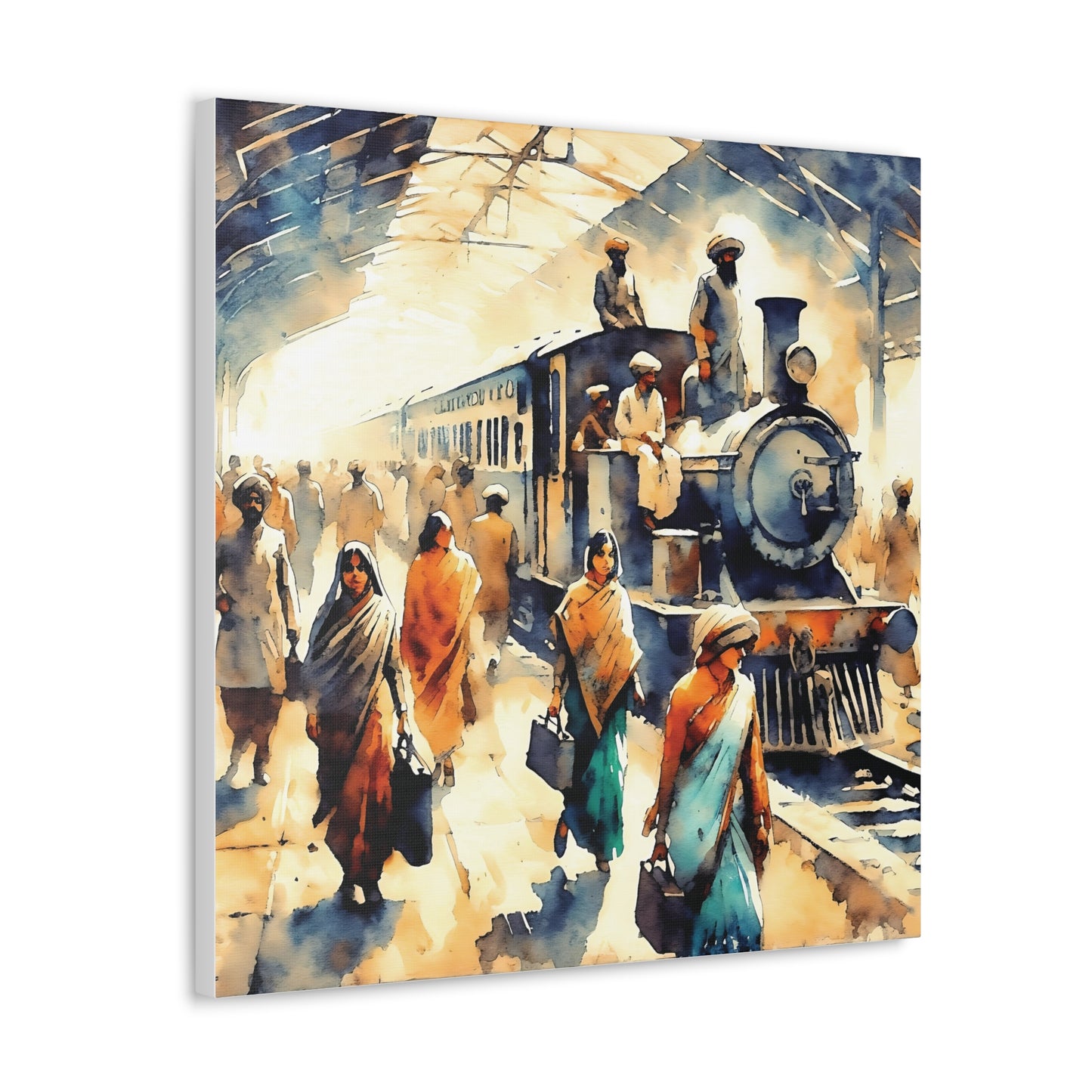 The Journey Begins: A Vintage Train Station Canvas Art Piece