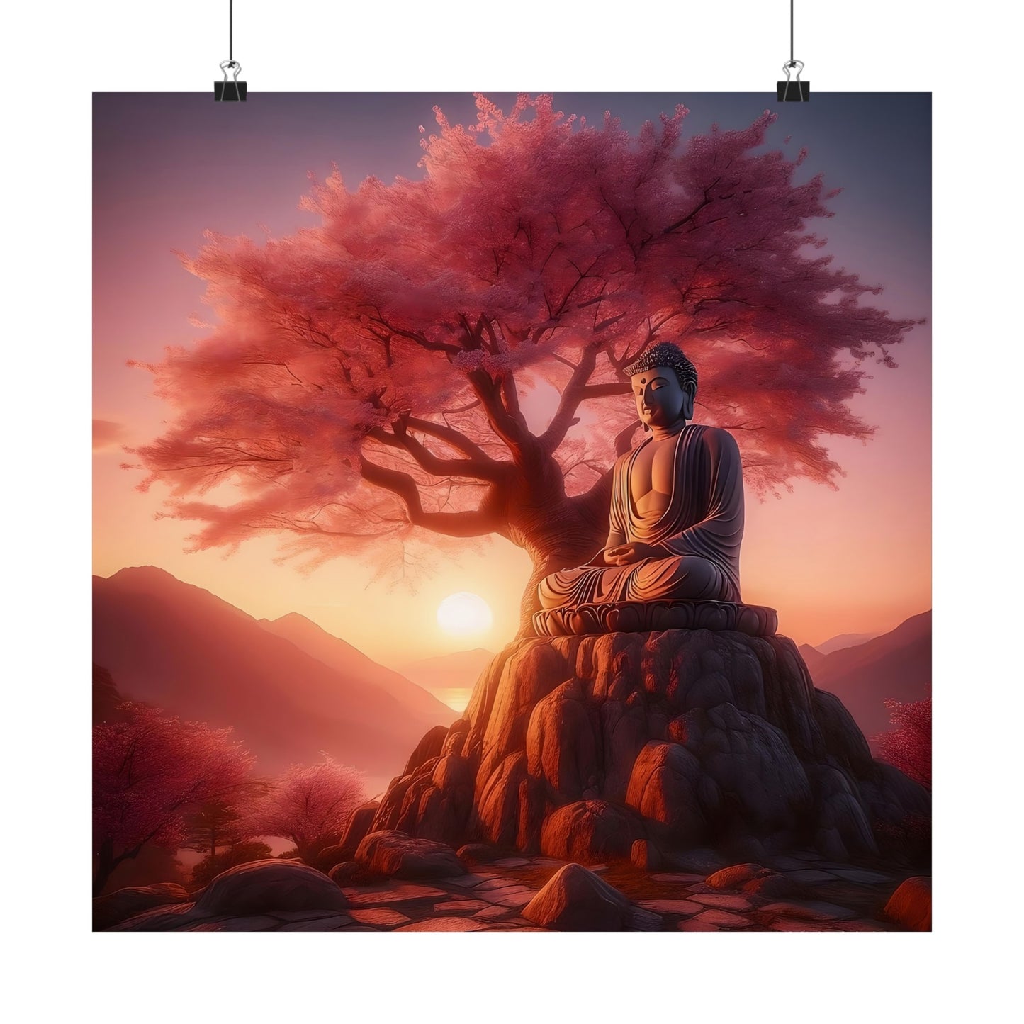 Serenity Sunset: A Matte Vertical Poster